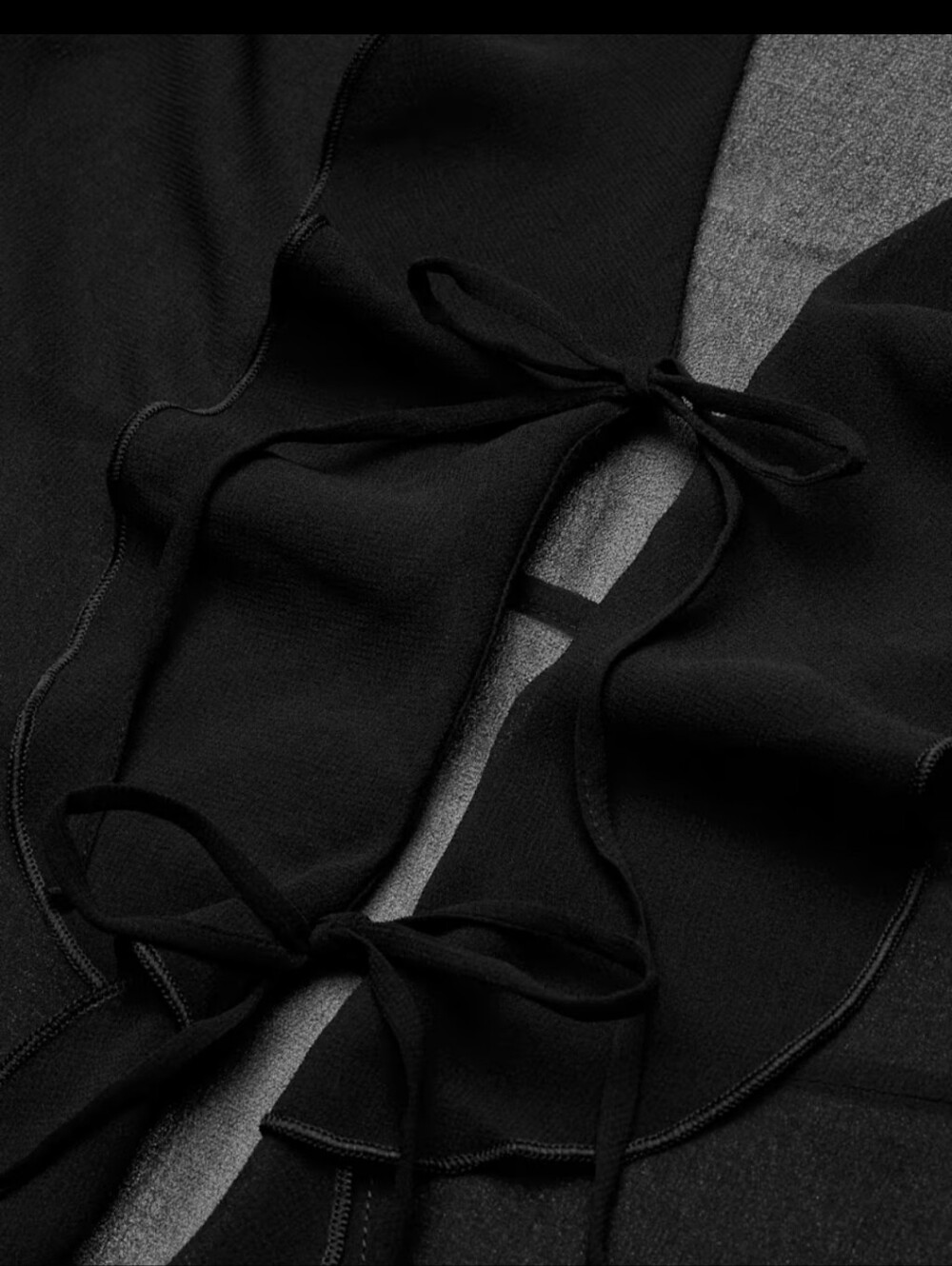 Wilfred Black Sheer Ruffle Tie Blouse Fairy Goth Feminine Dark Romantic Boho Chi - Picture 4 of 10